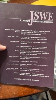 Journal of Social Work Education JSWE 41.1 Winter 2005 Handbook Book