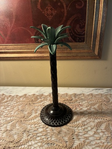 Vintage Metall tropische Palme Kegel Kerzenhalter 12 1/2" hoch