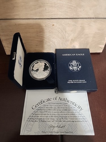 2000 P Americian Eagle One Ounce Proof Silver Bullion Coin + COA