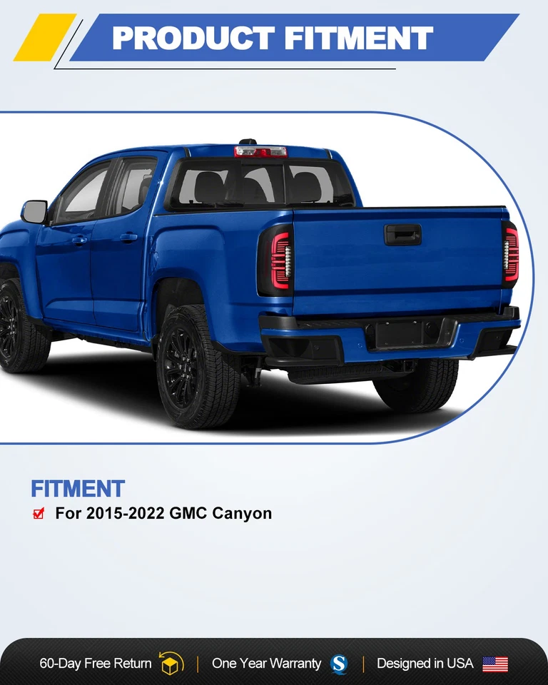 LH+RH w/Bulbs Tail Lights For GMC Canyon Pickup 2015-2022 Rear Brake Taillamps - Image 2 of 4