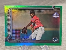 Emiliano Teodo 2025 Topps Pro Debut Green Foil /99 #PD-95 Texas Rangers