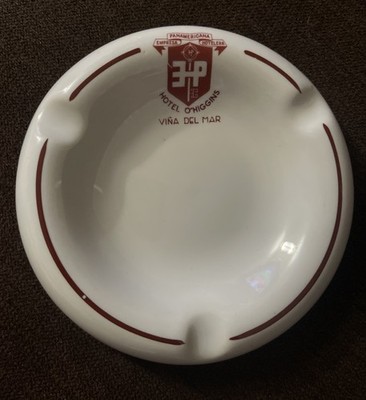Rare Vintage Panamericana Hotel O'Higgins Vina Del Mar Porcelain Ashtray