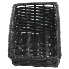 HUBERT  Wicker Storage Baskets Black Plastic - 7 1/2"L x 16"D x 1 1/2" to 5"H