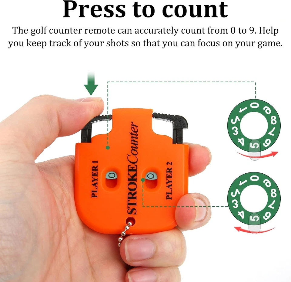Contador de golpes de golf de 2 piezas, mini marcador para 2 jugadores con llavero Foto 4 de 4