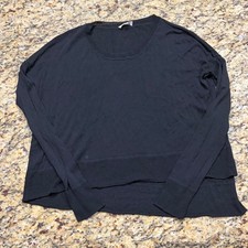 Wilfred Aritzia Black Fine Knit Long Sleeve High Low Sweater XS ws