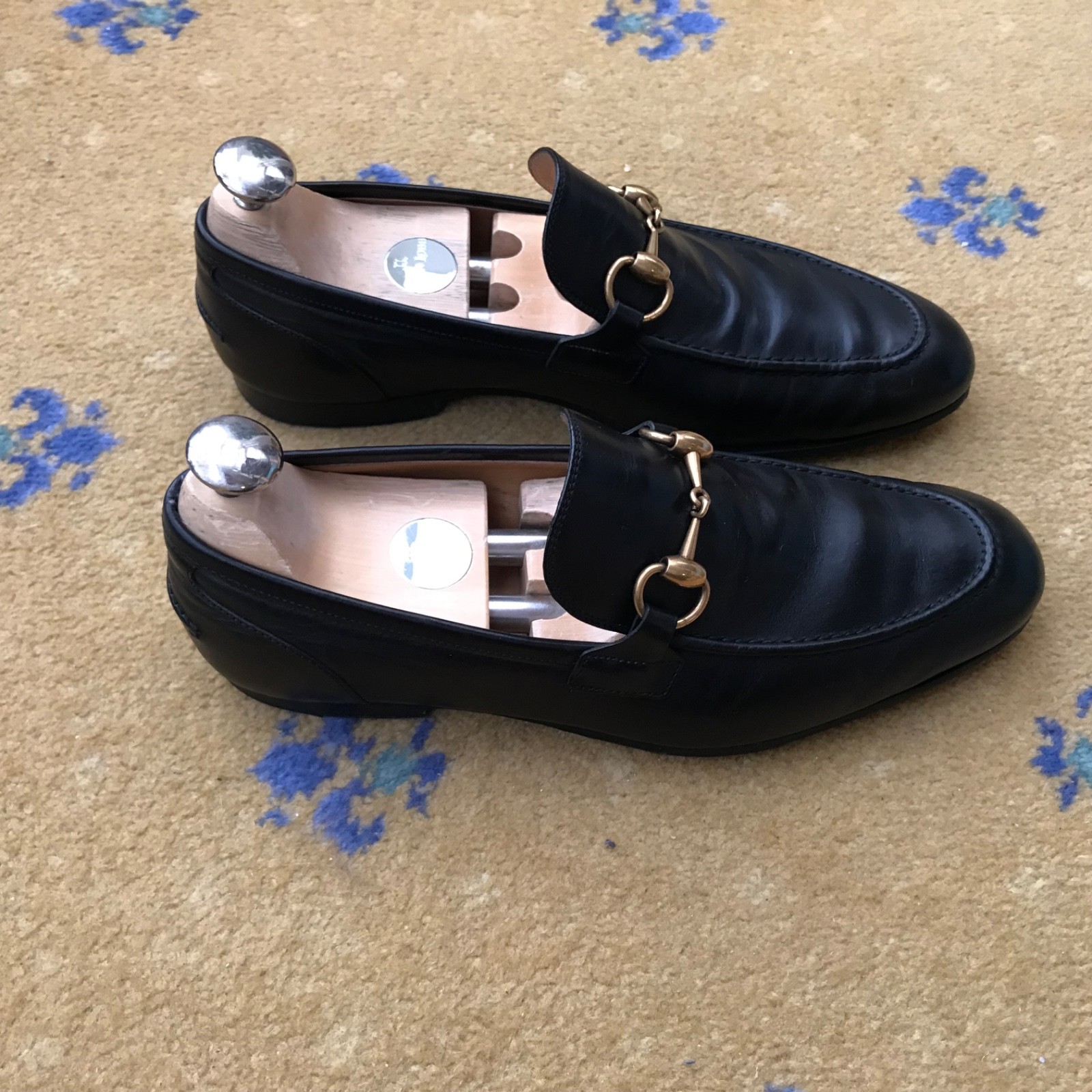 Gucci Loafers Leather Shoes Jordaan Black Gold Horsebit Mens US 6.5 UK 5.5 39.5 thumbnail 10