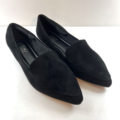 Womens Musshoe Memory Foam Comfort Padded Loafer Flat Pointed Toe Shoes Black - Picture 2 of 10