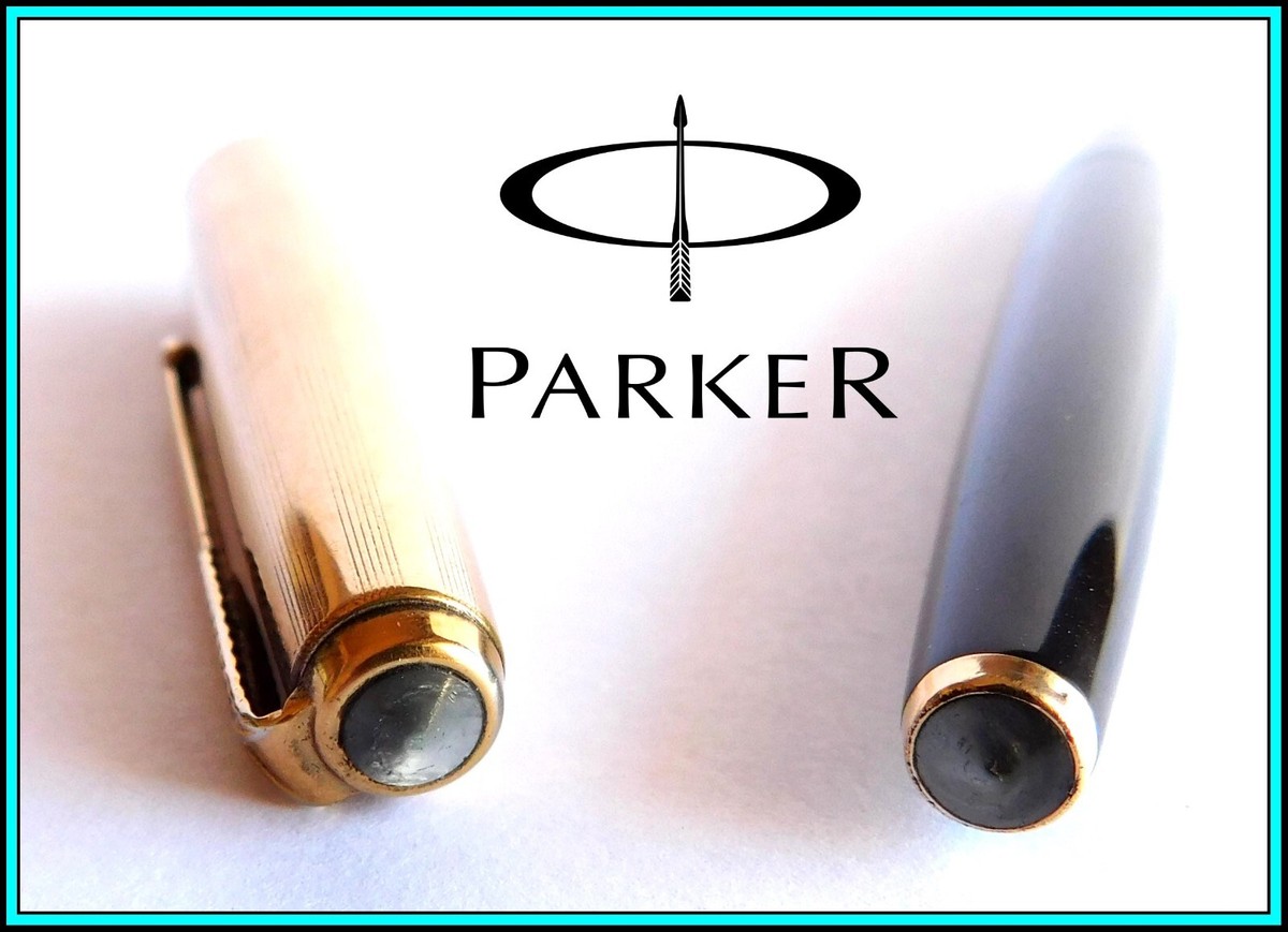 PARKER 61 Fountain Pen BLACK 12k GF CAP w/Capillary System 1960's