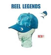 Reel Legends Performance Baseball Hat Cap Teal Blue  Mens One Size - New !
