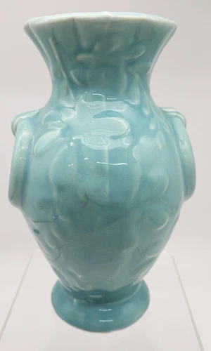 Vintage USA Shawnee Pottery Turquoise Blue Vase 7 1/2 inches tall