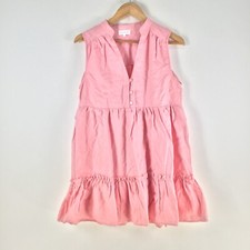 Aere dress womens 6 A-line linen pink smocked sleeveless VNeck 111398