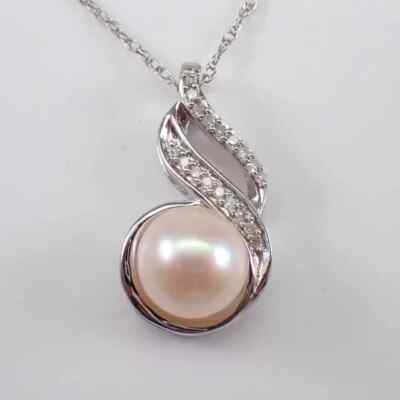 2Ct Round Cut Natural Pearl Solitaire Pendant 14K White Gold Plated Free Chain