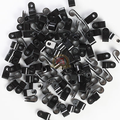 100 PACK 3/8'' CABLE CLAMPS BLACK UV RESISTANT HOSE WIRE ELECTRICAL CC375