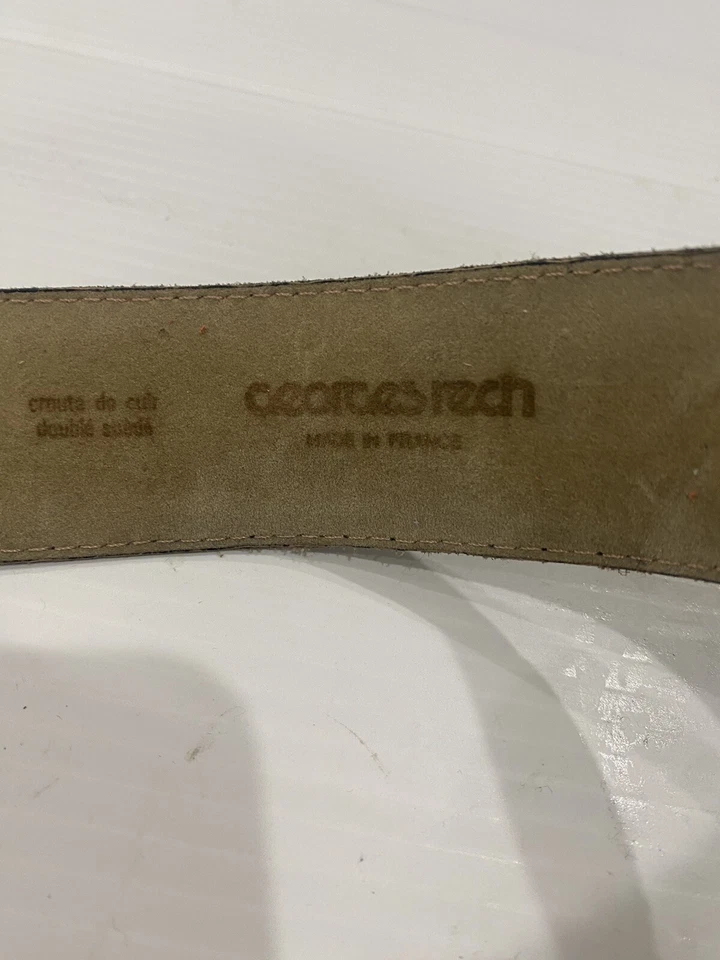 Cinturón ancho negro vintage Georges Rech imitación cocodrilo hecho en Francia acento plateado Foto 4 de 4