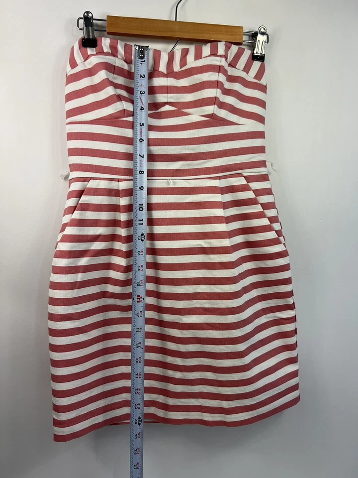 Vestido de sol Charlotte Russe para mujer talla M rosa/blanco sin tirantes elástico sin cinturón Foto 4 de 4