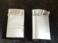 2 Vintage Butane Pocket Lighters Scripto & Bentley Untested