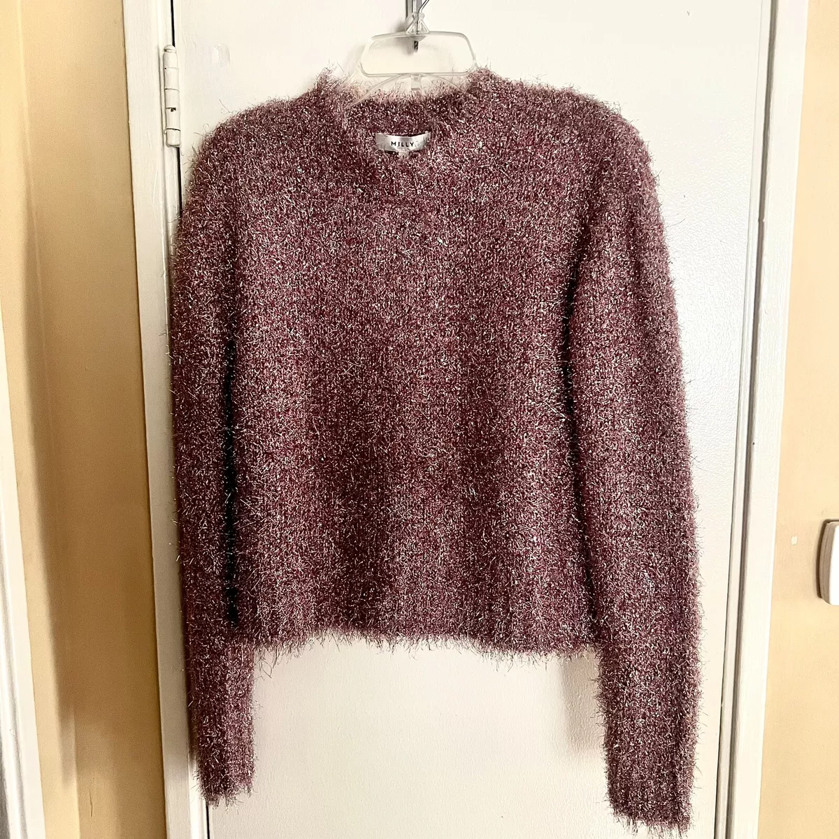 Milly Italian Metallic Sweater NWT Sz Small Blush 395