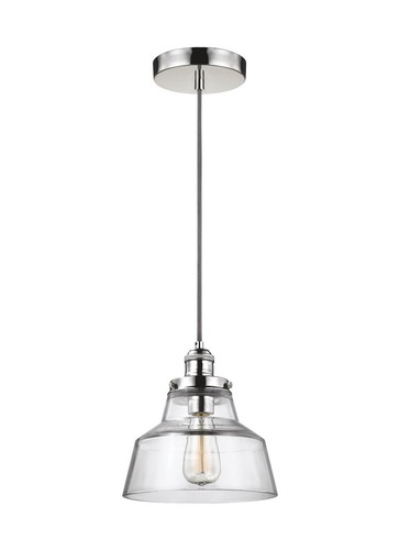 Feiss P1348PN Baskin 10" 1-Light Pendant in Polished Nickel