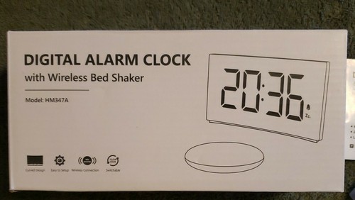 Digital Alarm Clock with Wireless Bed Shaker HM347A Curved Design Brand New - Picture 5 of 5