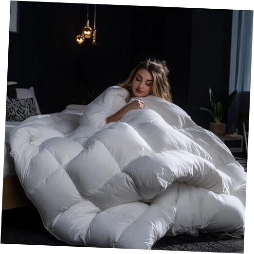 White Goose Down Comforter Size, 90x90 Queen White/90%down Winter Weight