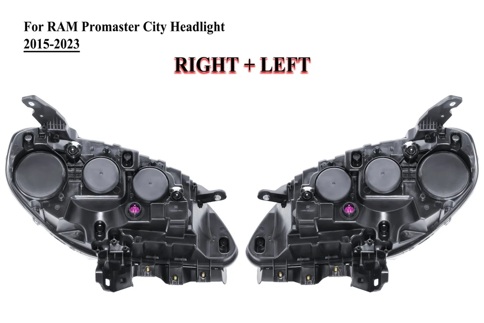 Par de faros laterales izquierdo+derecho con bombillas para RAM Promaster City 2015-2023 Foto 2 de 4