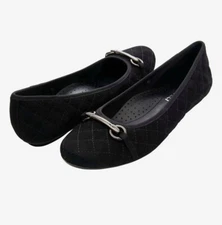 Vaneli Stacy Quilted Suede Ballet Flat Black 8.5 M New in Box Classic