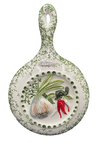 Vintage Italien Delizie Di Calabria Gand bemalt Gemüse Pfannenform Wandrelief - Bild 1 von 11