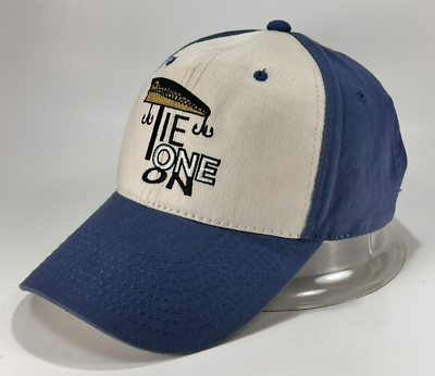 Tie One On Strap Back Hat Cap Signatures Blue Fishing Baseball