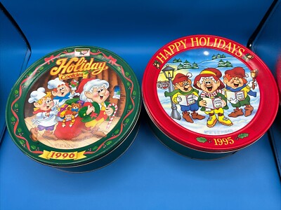 Tin Cans from 1996 And 1995 Keebler Elf Holiday Cookies Empty  clean