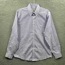 Brooks Brothers Shirt Mens 15.5 4/5 Purple White Check Button Up 1818 Regent