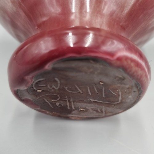 Vintage Ewenny Welsh Studio Art Pottery Footed Pinch / Eye Bowl Red & Grey - Picture 7 of 10