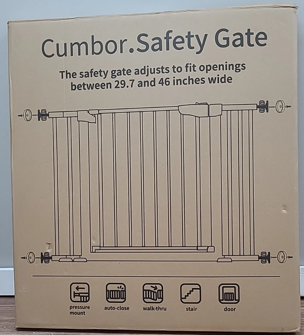 Cumbor 29.5-46" Auto Close Safety Baby Gatefor Stairs, Easy Install Pressure