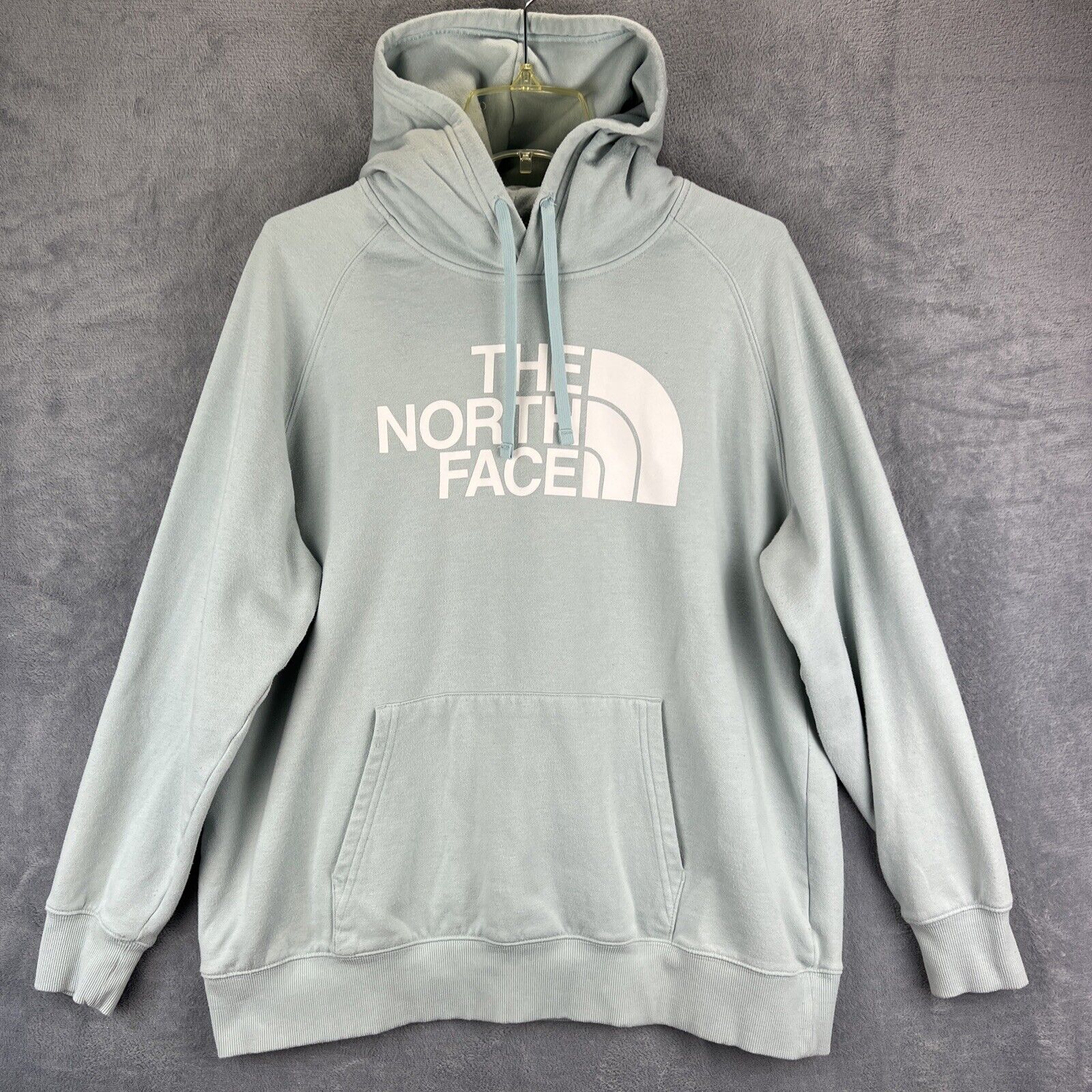 North Face Hoodie Womens Extra Large Light Blue White Logo Hooded Sweatshirt  | eBay