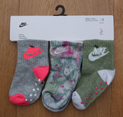 Nike Baby Girl Pr No-Slip Ankle Socks~Neon Pink, Gray, White