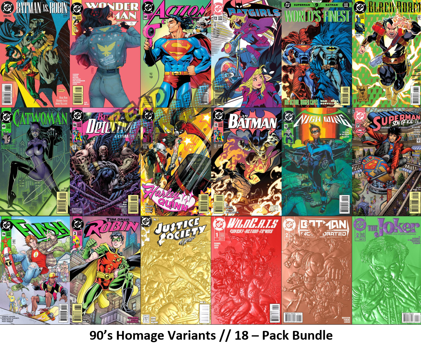 DC: 90’s Rewind Homage Covers / 2022 / Set of x18 Comics w/90s Homage Embossed