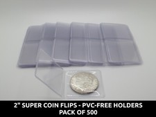 500 Pack 2x2 Super Coin Flips - PVC-free - Double Pocket Plastic Coin Holders