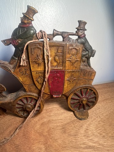 Vintage Cast Iron Doorstop Stagecoach Horse and Carriage - Picture 4 of 6