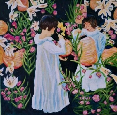 ''Lillie,Lillie Rose'',Handgemaltes Acrylbild  40x40 cm nach John Singer Sargent