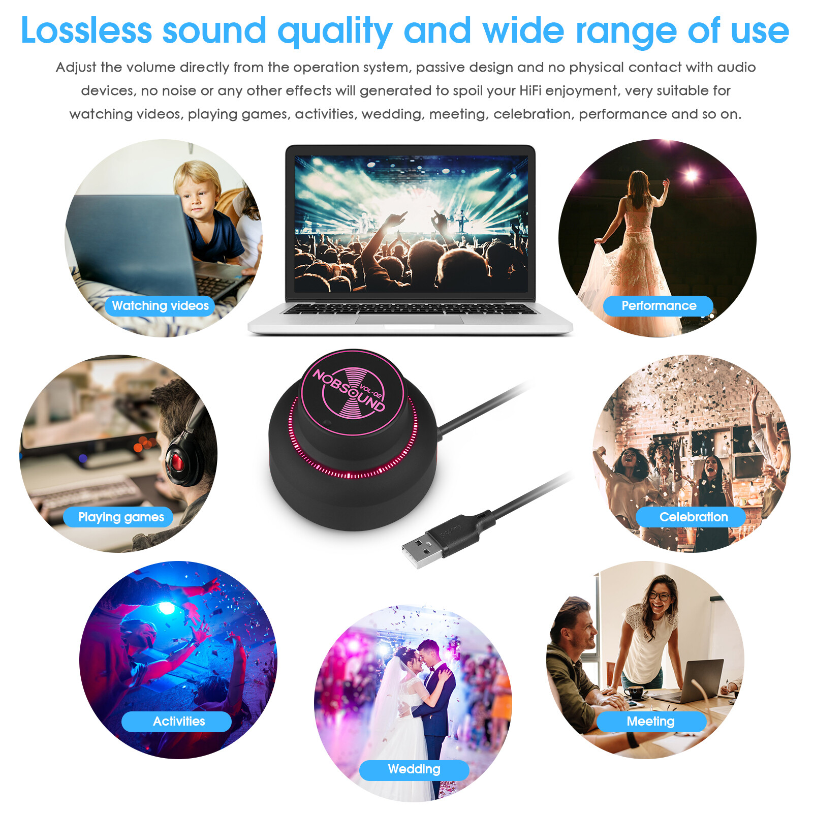 Mini USB Volume Controller Knob for Computer Speaker Audio Adjuster VOL