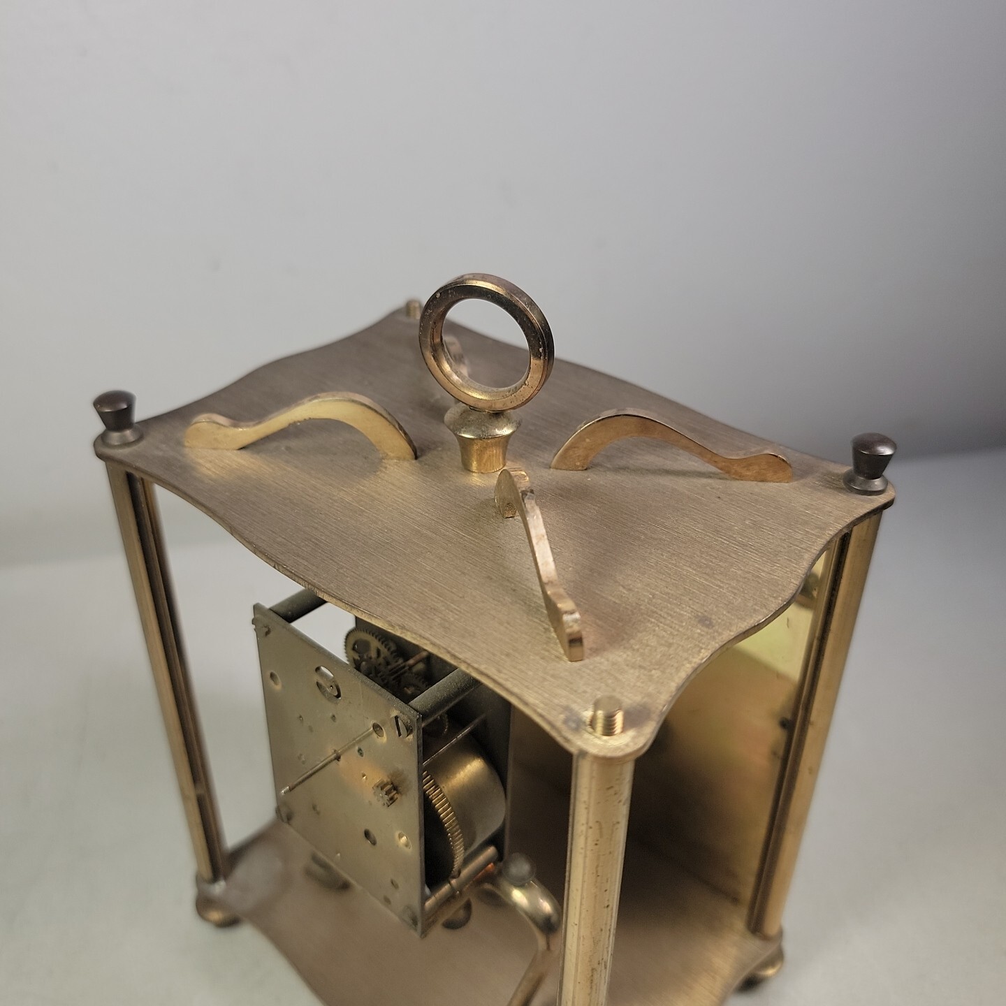 VINTAGE KOMA ANNIVERSARY CLOCK MOVEMENT & BRASS CASE PARTS OR REPAIR