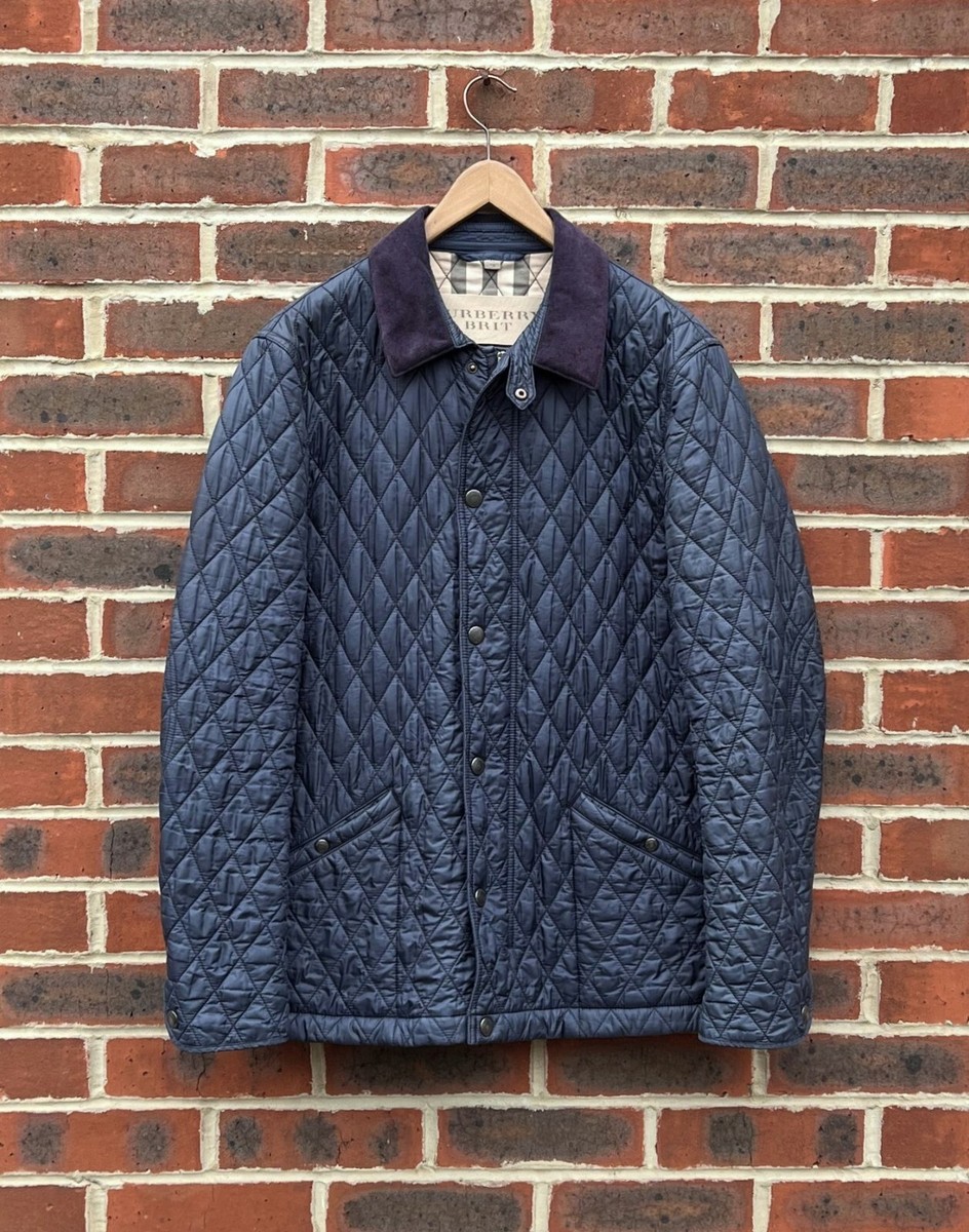 Burberry Brit Mens RODEN Diamond Quilted Jacket XL Blue Outdoor