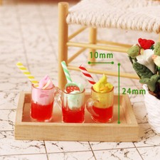 3pc Dollhouse Miniatures Drinks 1:12 Scale Juice Ice Cream Cup Summer Accessorie