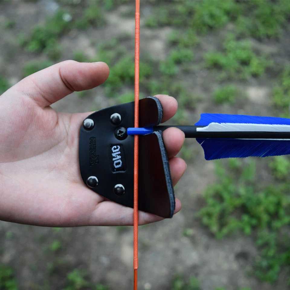 Left Hand Archery Finger Tab Shoot Guard Leather Protective Gears Recurve Bow 1X - Image 4 of 4