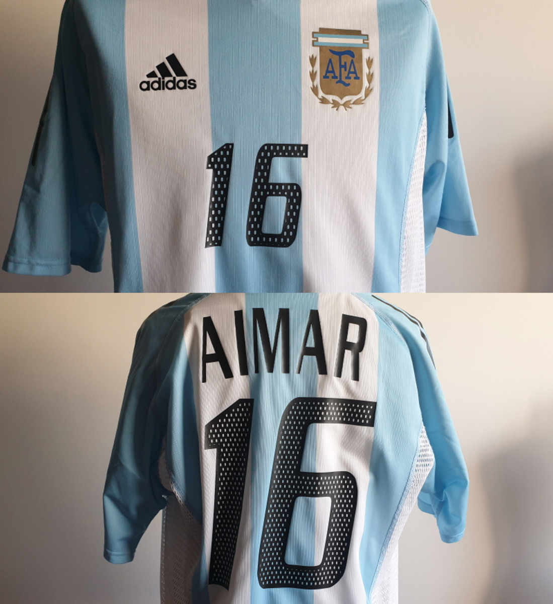 M) ARGENTINA SHIRT JERSEY AIMAR RIVER PLATE VALENCIA DOUBLE LAYER