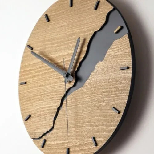 Silent Unique Wood Minimalist Wall Clock Modern Wall Clock with Numbers Handmade - Picture 5 of 8
