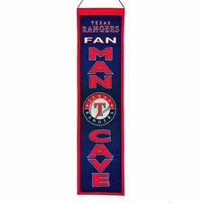 NEW Texas Rangers Baseball Fan Man Cave 8"x32" Sign Embroidered Heritage Banner 