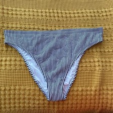 Seersucker High-Leg Cheeky Swim Bottom -Women's Size 16-NWT Cacique Lane Bryant