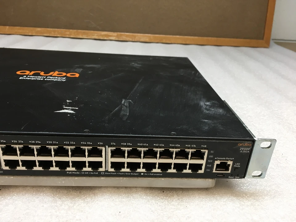 HPE Aruba 2930F JL262A 48-port PoE+ Gigabit Network Switch w/ Rack Ears - Image 3 of 4