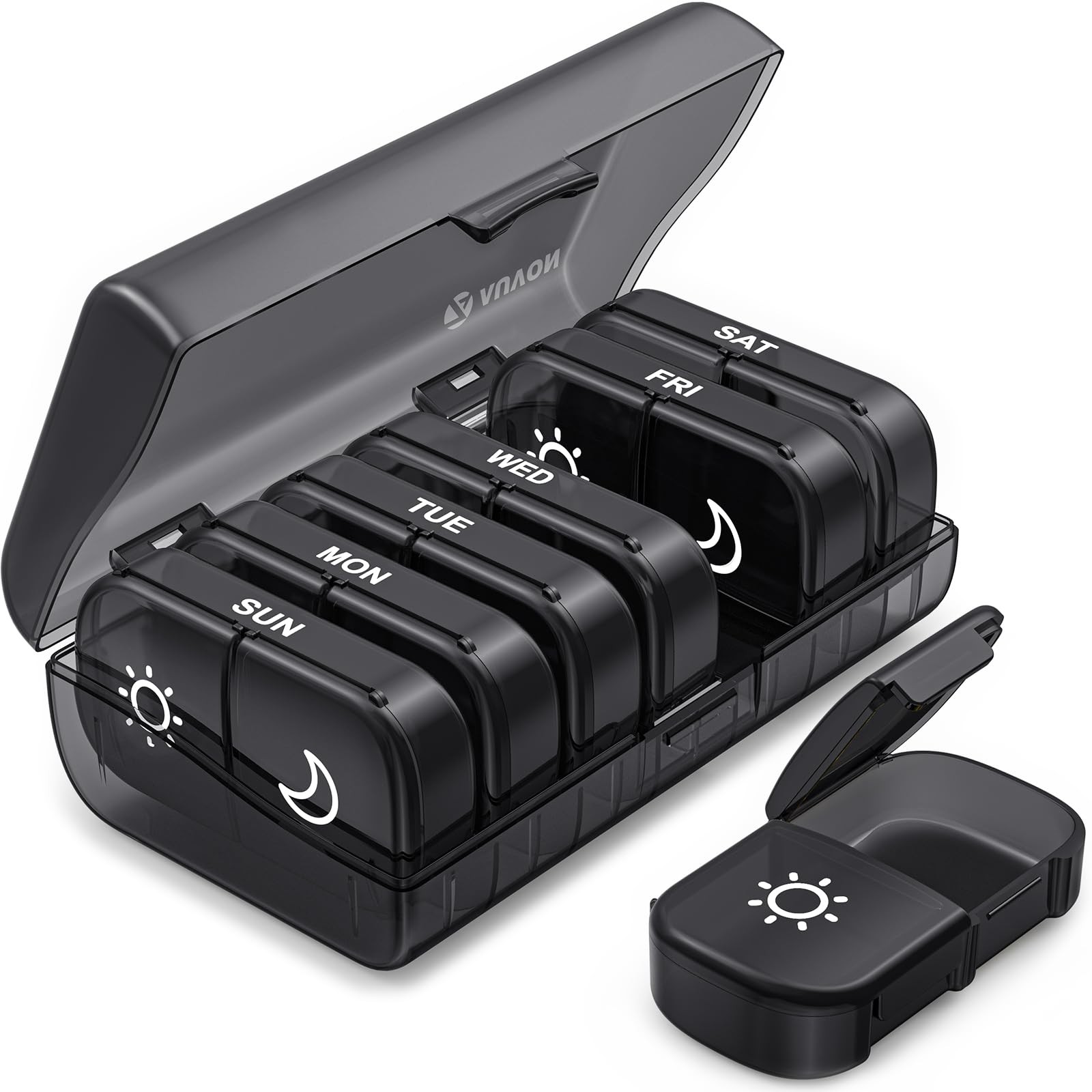 AUVON Pill Box Organiser XL Weekly Pill Box 7 Day 2 Times a Day with One Side
