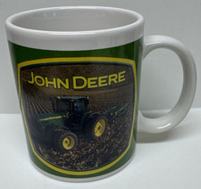 Vintage John Deere Tractor Ceramic Coffee Mug Green Farm Equipment Collectible